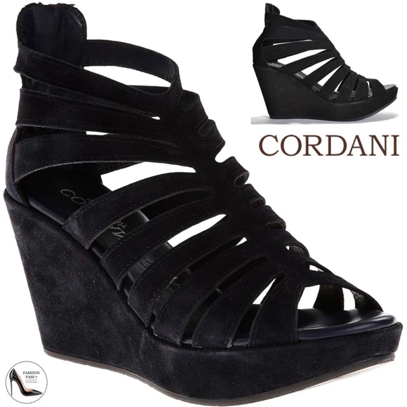 CORDANI ELECTRA PLATFORM WEDGE SANDAL BOOTIES BLACK SUEDE BACK ZIP ITALY 36 - Picture 1 of 15